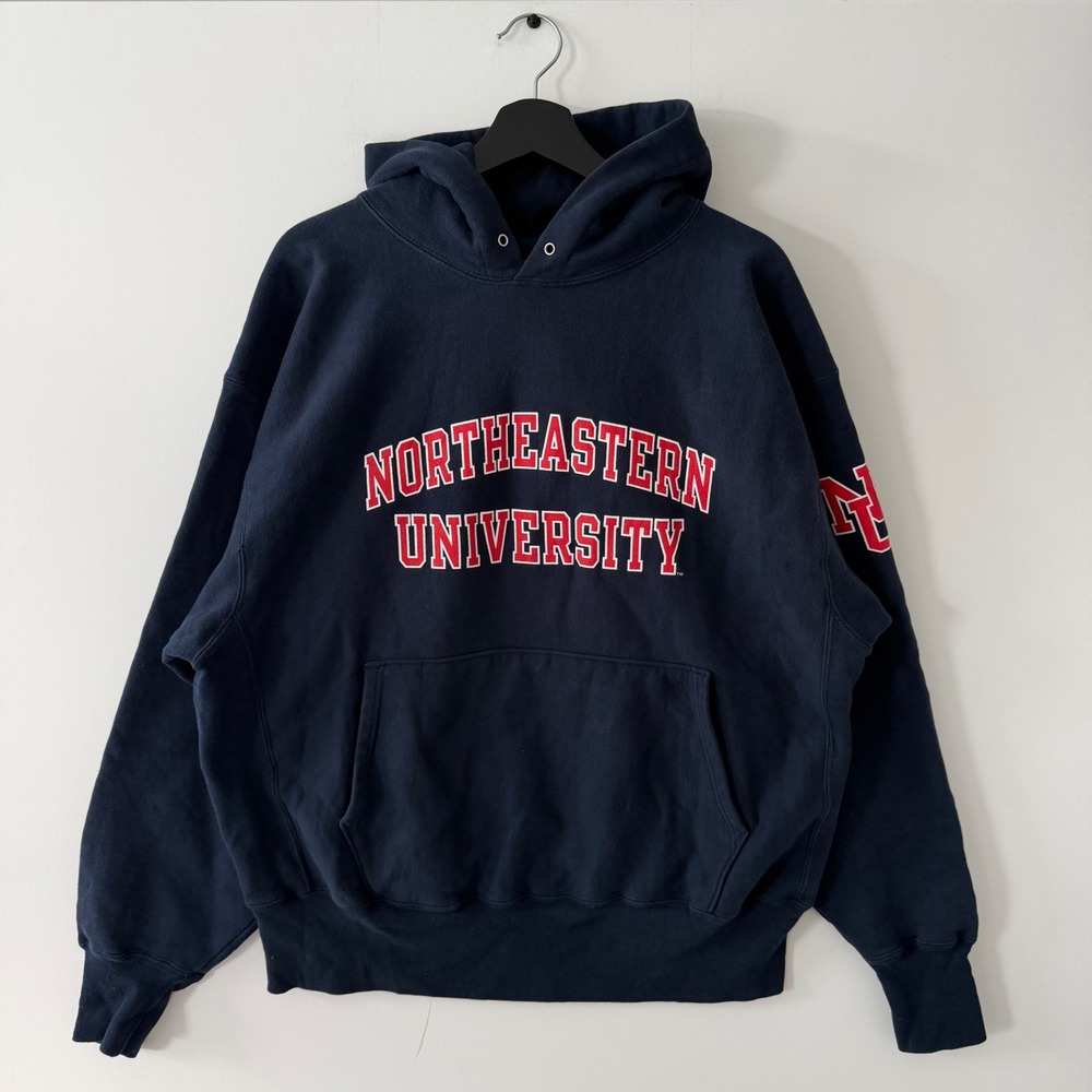 Champion Reverse Weave Northeastern University Hoodie Navy Blue Mens XL